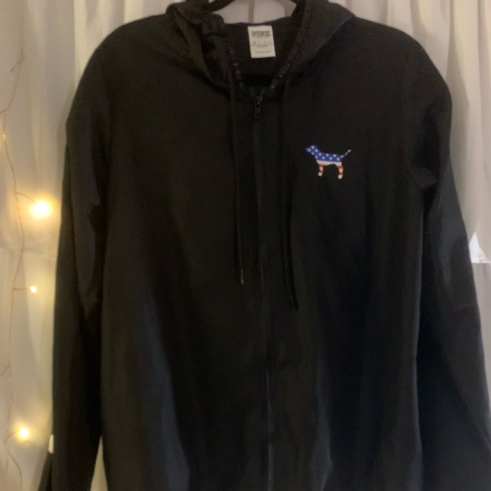Victoria’s Secret Pink Patriotic Black - Red, White and Blue Rain Jacket